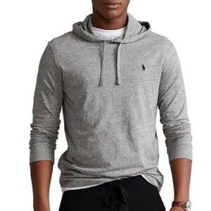 Polo Ralph Lauren Men's XL Solid Gray Cotton Jersey Long Sleeve Hoodie